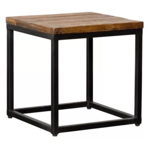 Black Metal & Wood Side Table (Square)