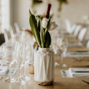 White Geometric Vase