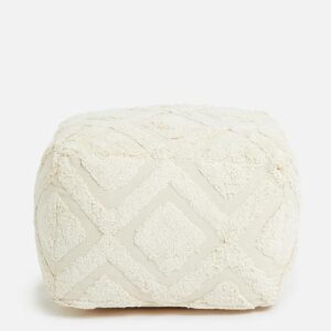 Boho Cream Square Ottoman